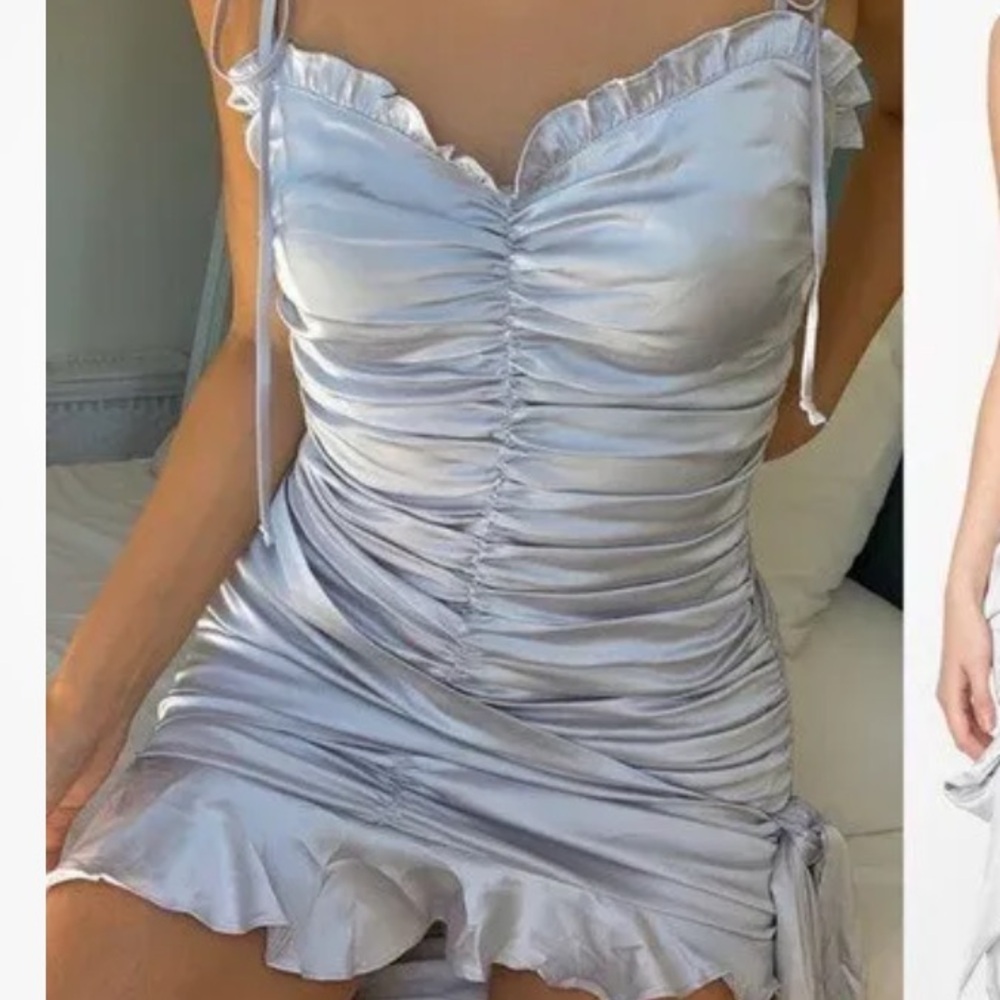 For love and lemons argent silver metallic mini dress
